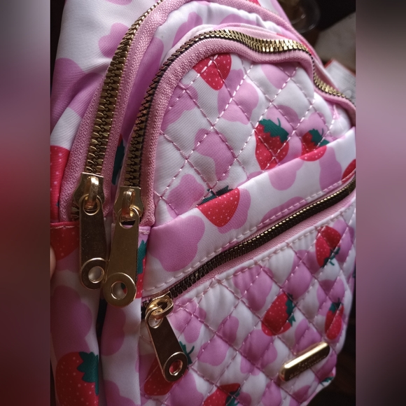 Brand new cute kawaii strawberry milk pink purse satchel white and green handbag - Picture 6 of 6